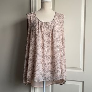💥3/$25💥 Reitmans Sleeveless Top Blouse Shirt Blush Pink/Cream & Gray size 22